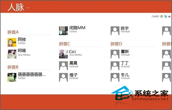 Win8如何使用人脉应用的链接来整合相同联系人